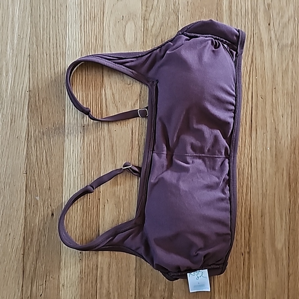 Kona Sol Square Neck Brown Bikini Swim Top Women's Size Large - Picture 9 of 11